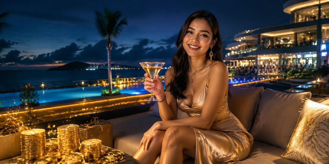 Proses deposit online di tepi pantai menggunakan perangkat mobile