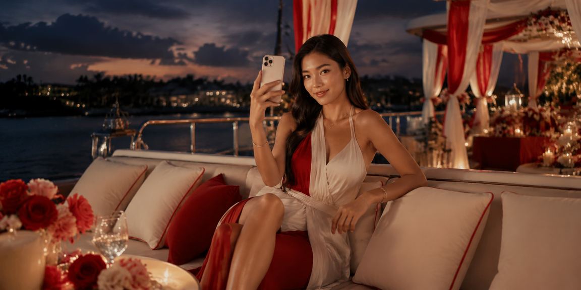Seseorang bermain casino mobile di tepi pantai dengan suasana santai dan terkendali