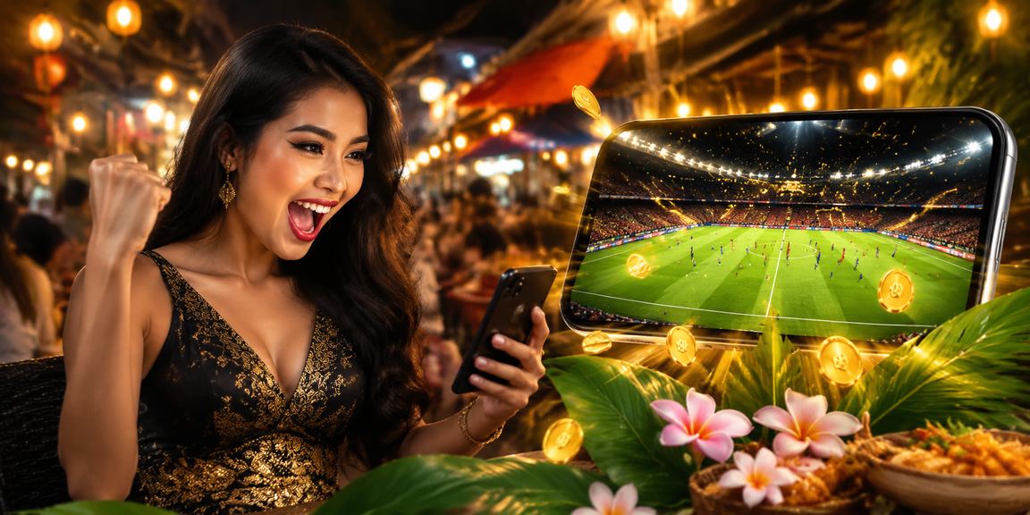 Penggemar olahraga memasang taruhan di pasar malam menggunakan aplikasi mobile